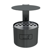 Round ashtray with cover for fixing on walls or posts | hot dipped galvanized and coated DB 703 | without standingpost